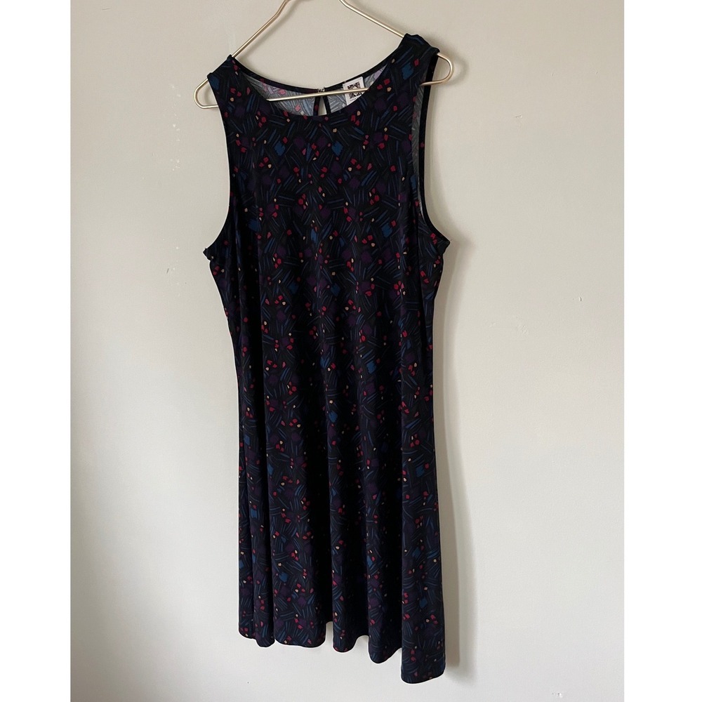 Anne Klein neutral modest Sleeveless midi Dress Abstract Geometric Print size 16